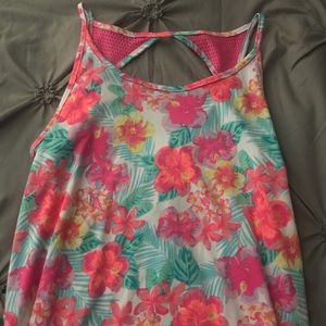 Loose fitting, sporty floral tank